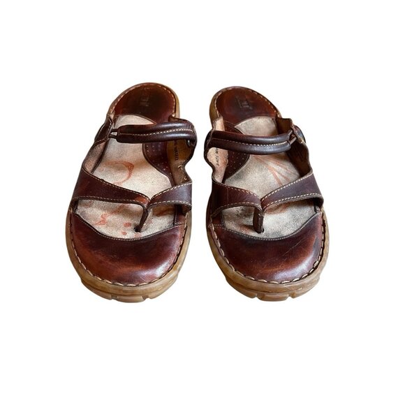 Vintage Born Womens Brown Leather Slip On Slides Thong Comfort Sandals Size 9 - Picture 1 of 7